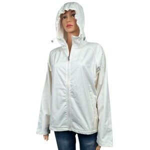32 Degrees Womens Large Cream White Softshell Windbreaker Jacket Hooded New
